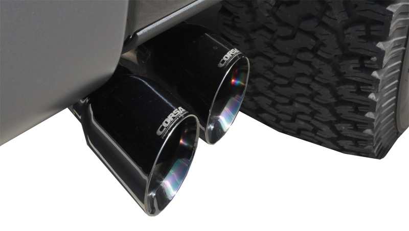 Ford F-150 Raptor Performance Exhaust - CORSA Performance - Cat-Back Xtreme + Res Delete Single Side Exit with Twin 4.0in Black PVD Pro-Series Tips - Black - `11-`14